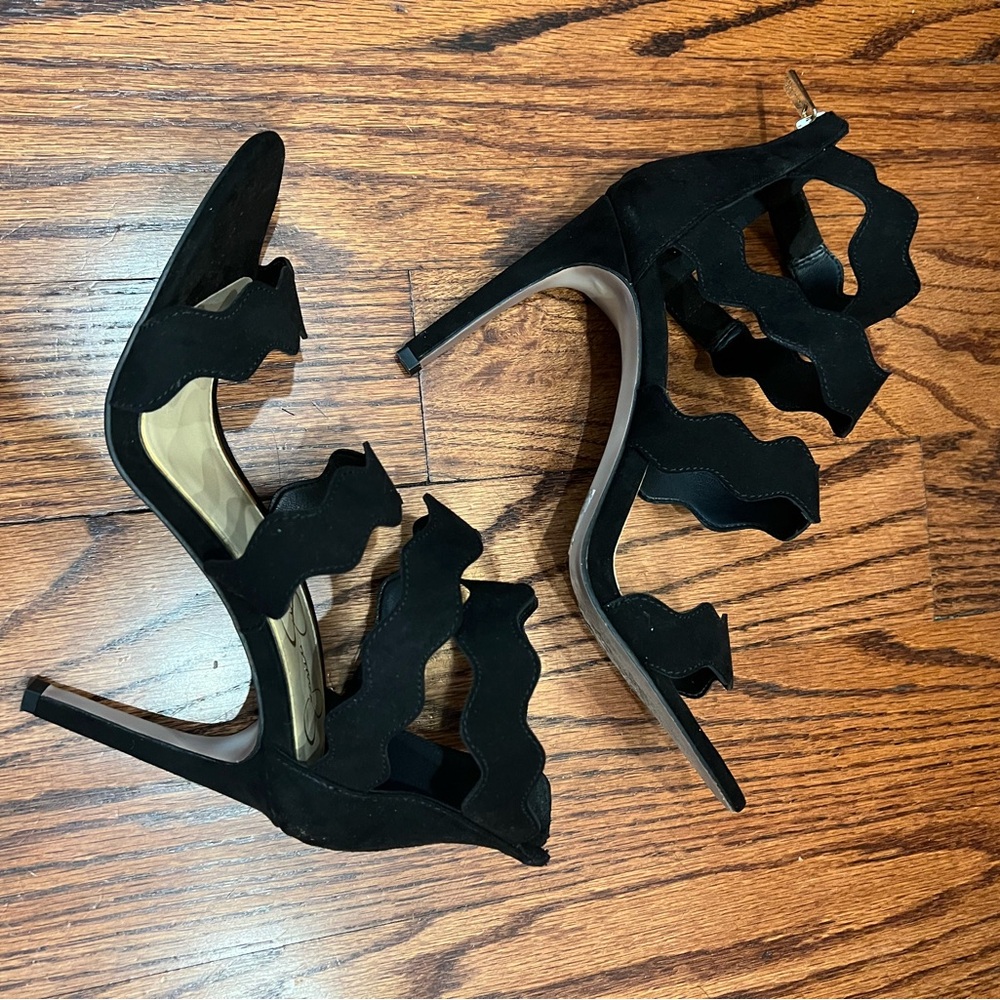 Jessica Simpson Black Suede Heels with Strappy Design - Picture 5 of 7